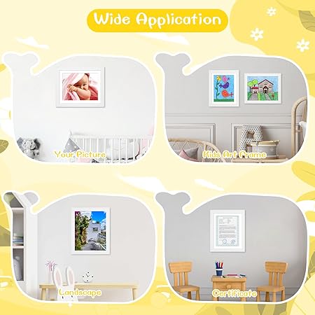 3-Pack White Kids Art Frames - 10x12.5 with Mat, 8.5x11 Without Mat, Changeable Front Opening, Holds Drawings, Crafts, Artwork