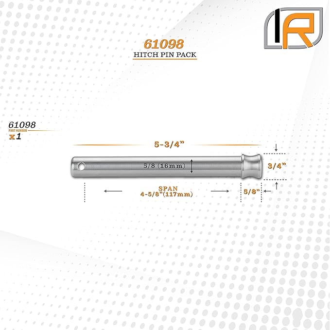 61098 Hitch Pin for BW Tow Stow Adjustable Ball Mount 2" 10K 2.5" 18K - Fits Adjustable Ball Mount Only - Does NOT FIT Vehicle Receiver, American Made in USA