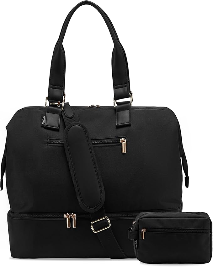 Weekender Bags for Women, Large Travel Duffel Bag with Shoes Compartment, Carry On Overnight Tote Bags with Toiletry Bags, Gym Duffel Bags with Wet Pocket, Hospital Bags for Labor and Delivery
