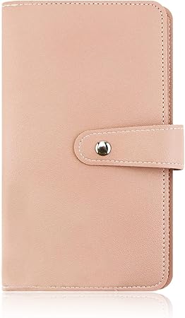 Credit Card Holder, Leather Business Card Organizer with 96 Card Slots, Professional Card Book Case for Cards and Important Documents to Prevent Loss or Damage (Pink)