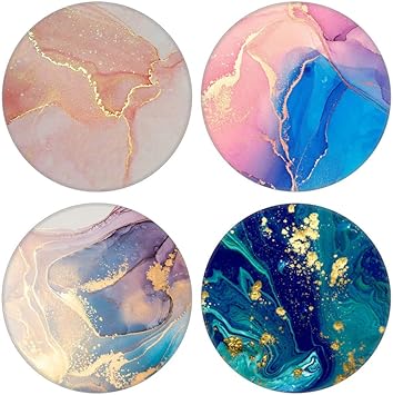MOKKI 4 Pack Phone Grip,Cell Phone Holder for Smartphone,Finger Expanding Kickstand Stand - Pink Purple Rose Gold Marble