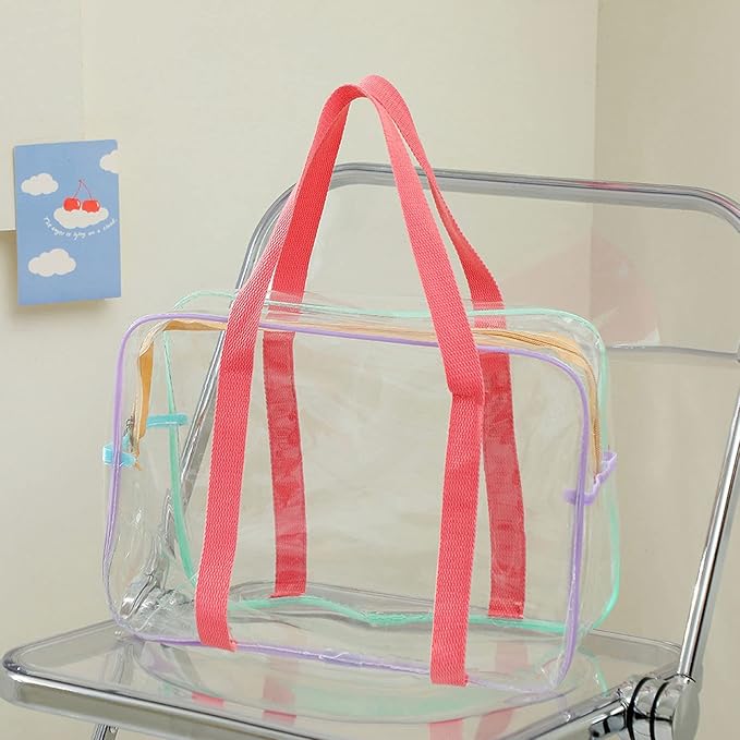 Large Clear Shoulder Bags, Large Clear Tote Bag Pvc Material Zipper Closure Comfortable Handles, Practical Leakproof Clear Large Handbags For Travel Swimming Beach Sports L Size