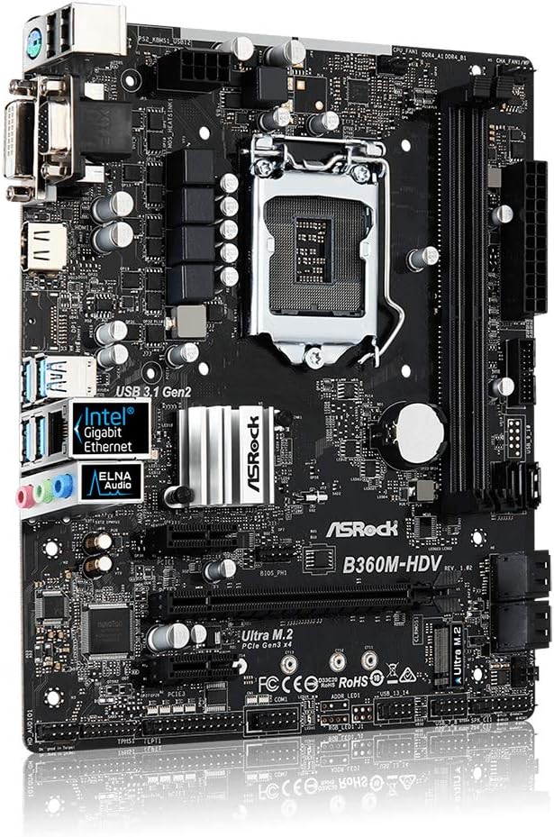 ASRock B360M-HDV LGA1151/Intel B360/DDR4/Quad CrossFireX/SATA3&USB3.1/M.2/A&GbE/MicroATX Motherboards