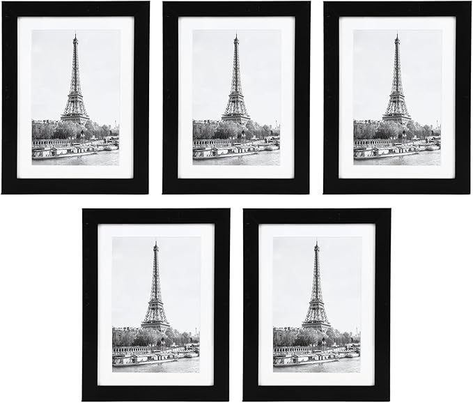 5Pcs Photo Frame, 7in High Transparency Black Decorative Rugged Picture Frame, Stylish PVC Black Edge DIY Design Combination Picture Frame Ornament