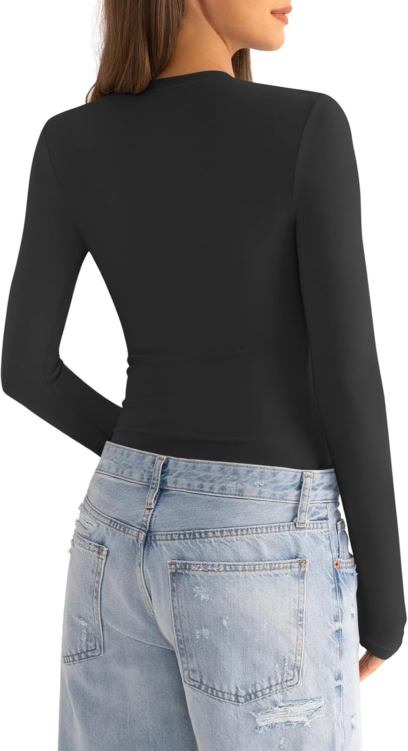EasyGala Womens Cotton Long Sleeve Shirts Crew Neck Fitted Basic Going Out Outfits Undershirt Spring Fall Clothes 2026