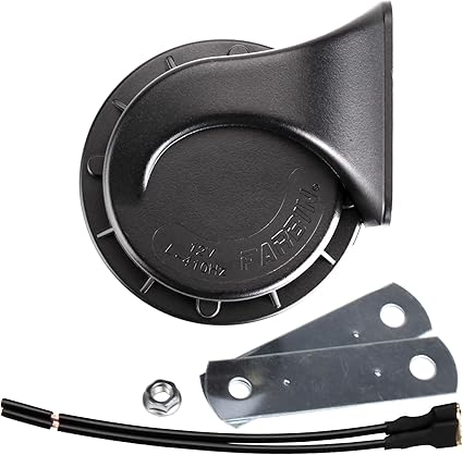 FARBIN Compact Horn 12V Car Horn Loud Low-Tone 410HZ Waterproof Auto Horn Electric Snail Horn Universal for Any 12V Vehicles (Single low pitched snail horn, 12v)