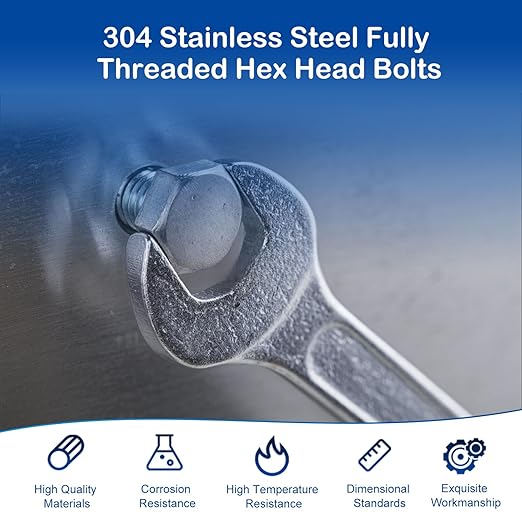 MroMax 5Pcs M8 x 80mm Hex Head Screws Bolts, 304 Stainless Steel 18-8, Fully Threaded, External Hex Drive, for Mounting Chair, Handles, Rail, Pump, Wheels, Antenna Parts, Boat and Plastic Bumpers