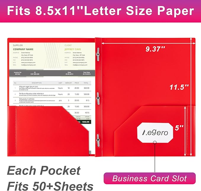 Folders with Pockets and Prong with Fasteners (6 Pack,Blue),Durable Plastic Pocket Folders with Prongs,Tear Resistant,2 Pocket 3 Prong Folders for Schoolwork Office,Letter Size