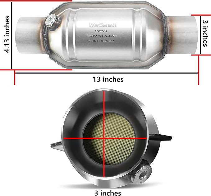3" Catalytic Converter Universal 3 Inch Inlet/Outlet Cat Converter with O2 Port and Heat Shield (EPA Compliant)
