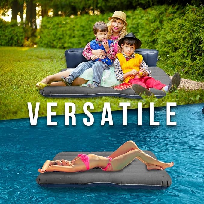 Zento Deals Truck and Car Air Mattress Backseat Bed - Premium Quality Portable Car Inflatable Mattress with 2 Pillows Universal fit (1 Pack)