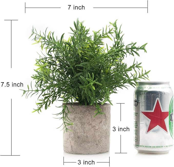 Velener Artificial Potted Rosemary Plants- Rustic Farmhouse Topiary Shrubs for Decoration Centerpieces Living Room, Shelf Bedroom Aesthetic Green Bathroom Accessories Boho Small Desk Plant Office
