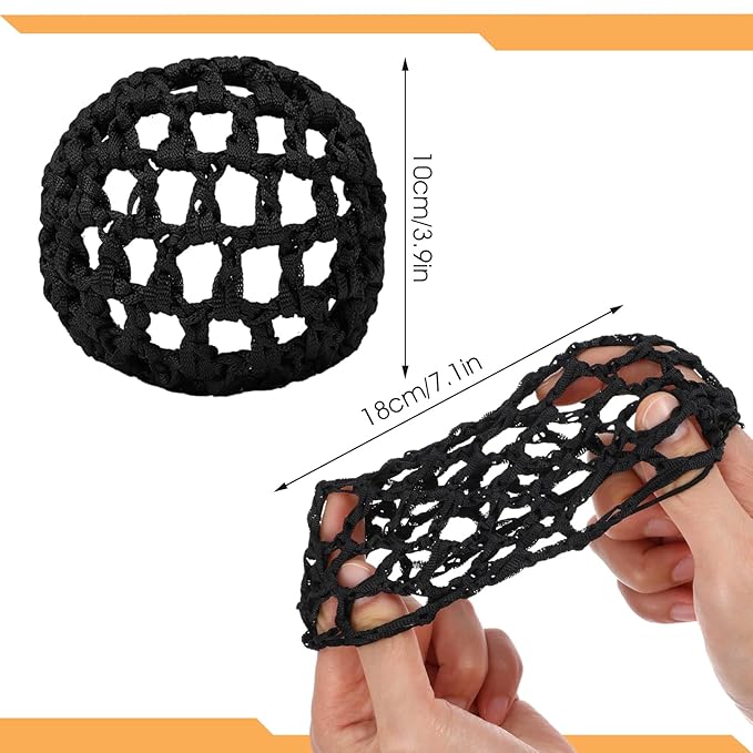 12 Pcs Bun Cover Crochet Bun Cover for Hair Stretchy Hair Bun Covers for Women 6 Colors Edge Mesh Hair Bun Cover for Dancer Skater Bank Clerk