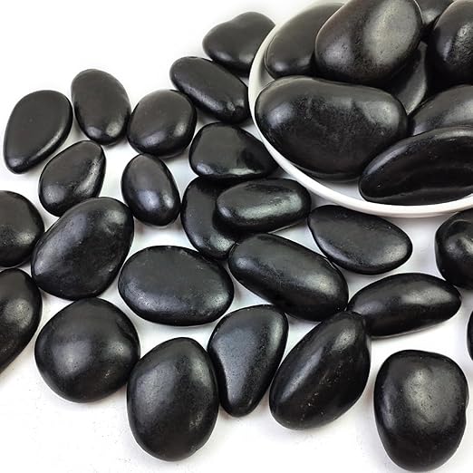 Natural Polished Black River Rocks - 2-3 inch 20LB High Polished Decorative Pebbles, Polished Stones for Landscaping, Natural River Rocks for Outdoor Decor, Polished Pebbles for Plants.