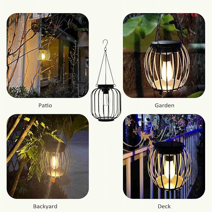 Solar Lanterns Outdoor Waterproof, Outdoor Waterproof Hanging Solar Lights for Outside Hanging Outdoor Solar Lanterns Lights Outdoor Solar Lantern Yard Garden Decor (1 Pack)