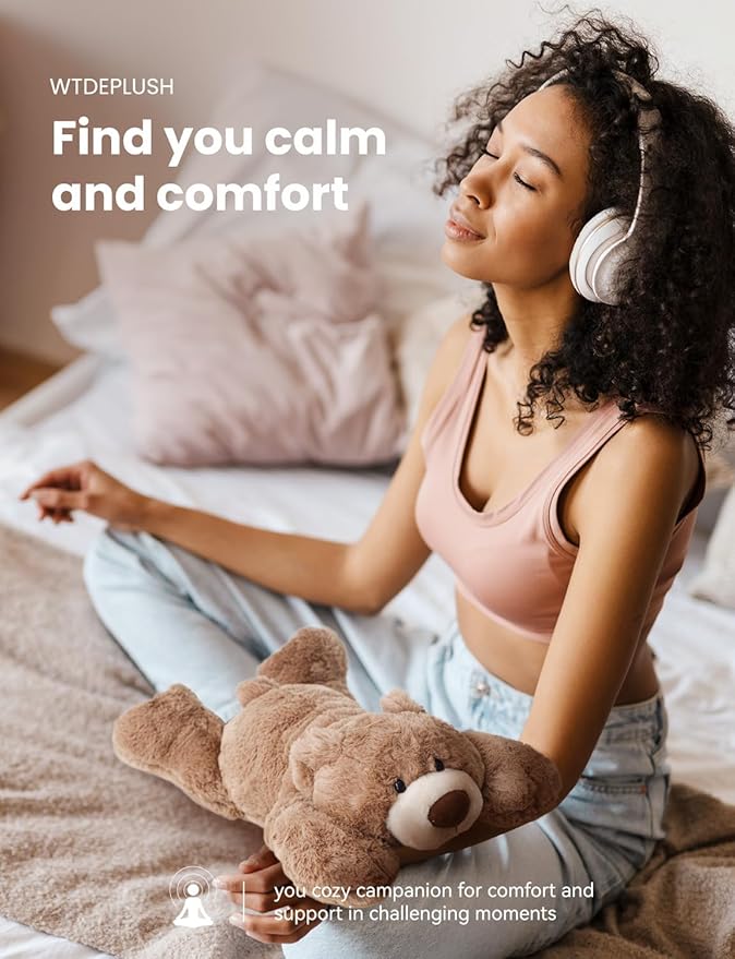 Weighted Plush Stuffed Animals,Microwavable Brown Bear Heated Stuffed Animal Heating Pads for Adults Kids, Plush for Stress Relief for Boys Girls Birthday Parties Supplies Favor Stocking Stuffers