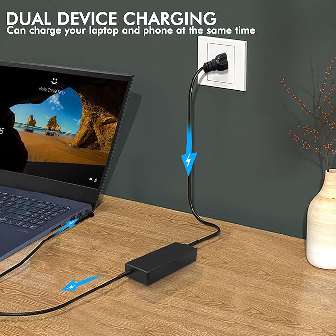 Replacement 45W HP Laptop Charger, 19.5V 2.31A Power Adapter for HP Pavilion 11 13 14 15 Notebook Power Supply with Cord