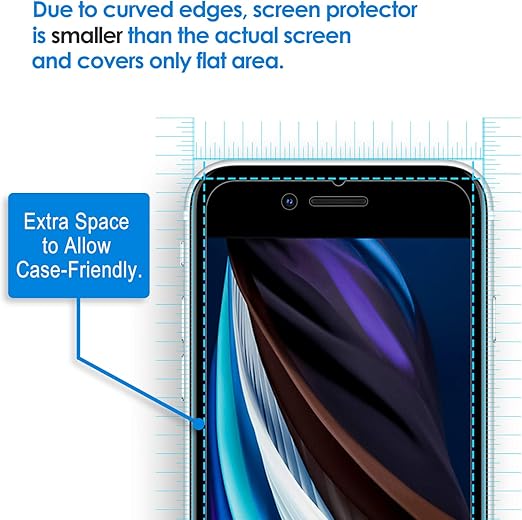 JETech Screen Protector for iPhone SE 3/2 (2022/2020 Edition), 4.7-Inch, Tempered Glass Film, 3-Pack