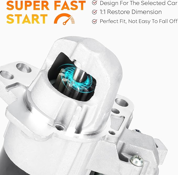 Starter for Cadillac STS 3.6L 2006-2011, ATS 3.6L 2013-2014, CTS 2.8L 3.0L 3.6L 2005-2014, SRX 3.6L 2006-2009, Chevy Camaro 3.6L 2010-2014, SMT0331 410-48140 16109 M0T35874 M0T35875