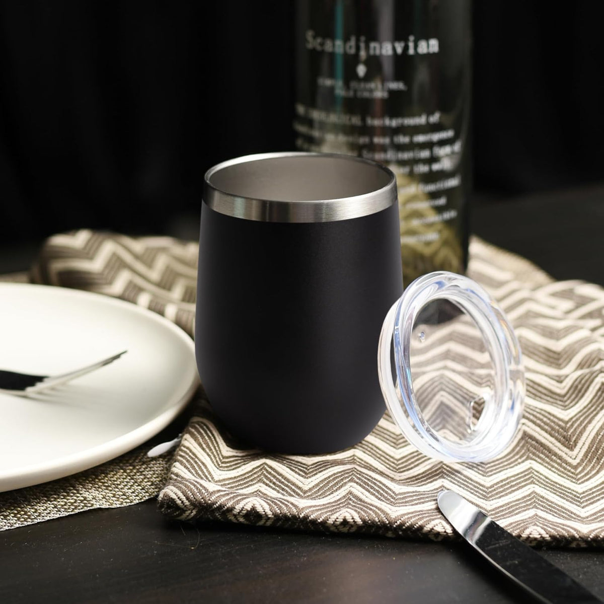 DOMICARE 12 oz Stainless Steel Insulated Wine Tumbler with Lid