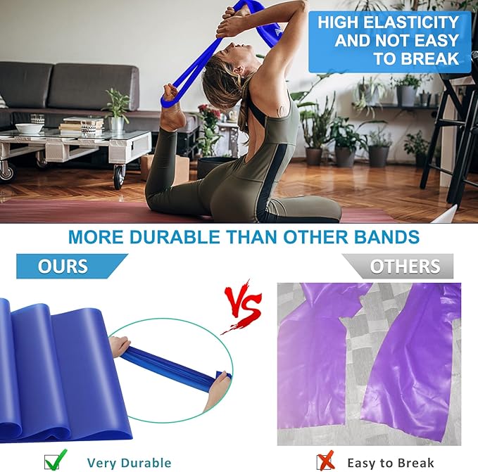 londys Resistance Bands for Working Out, Exercise Bands, Physical Therapy Equipment, 59 Inch Non-Latex Stretching Yoga Strap for Upper & Lower Body, Workouts & Rehab at Home-5 Progressive Resistance