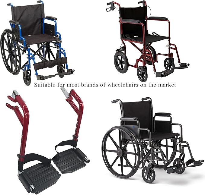 Wheelchair Footrest, Wheelchair Replacement Part with Heel Ring for Standard Wheelchairs(Blue)