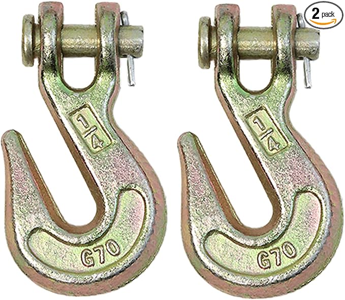 Boxer ¼” Grade 70 Forged Clevis Slip Hook, 14,400lbs Breaking Strength, for Chain Hooks for Trailers and Towing (2)