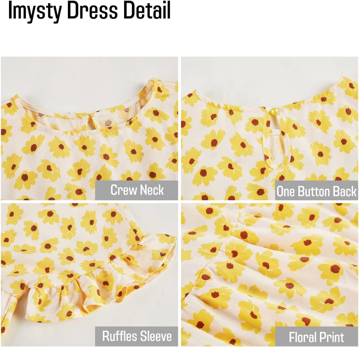 Womens Boho Floral Ruffle Sleeve Babydoll Loose Flowy Casual Summer Pleated Mini Dress