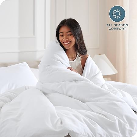 Bare Home Bedding Duvet Cover Queen Size - Premium 1800 Super Soft Duvet Covers Collection - Lightweight, Cooling Duvet Cover - Soft Breathable Bedding (Queen, White)