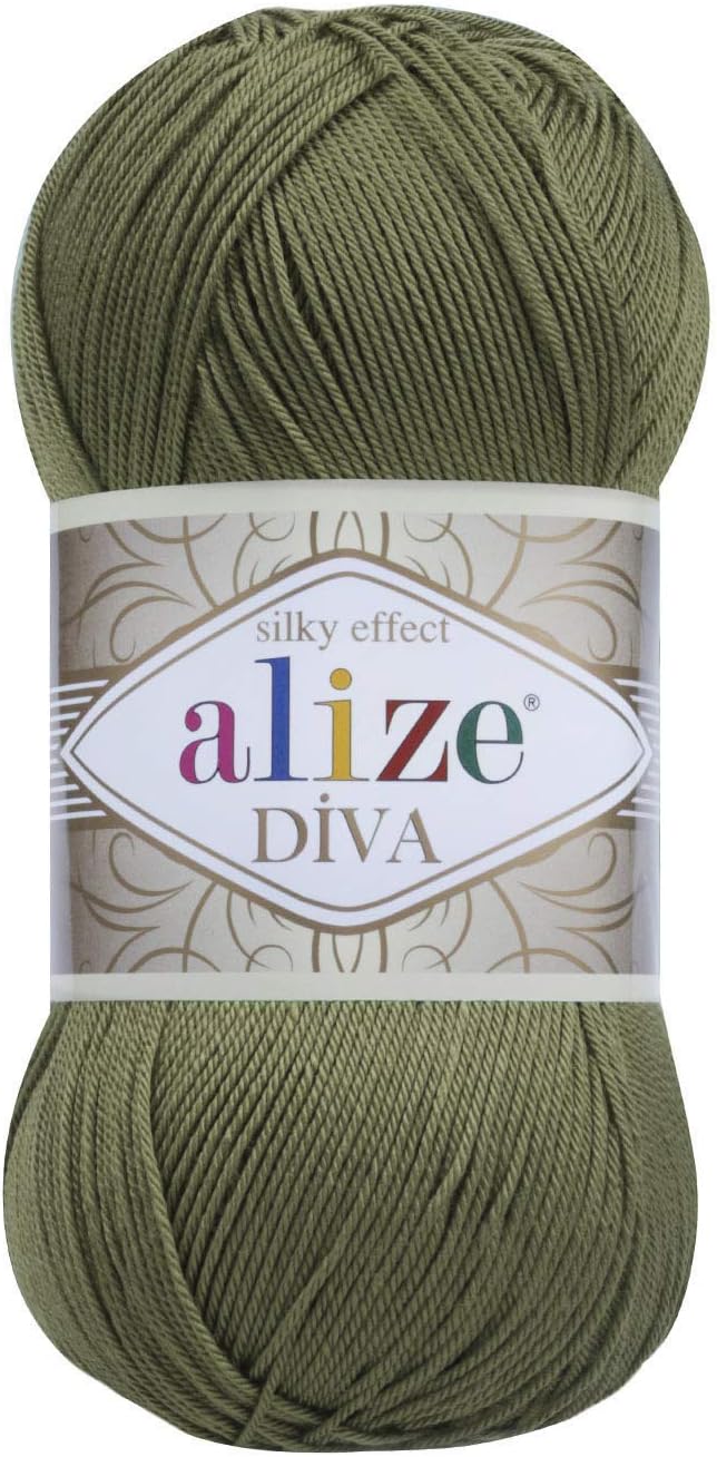 1 Pack Alize Diva 100% Microfiber Acrylic Yarn, 100g (3.5 oz) / 350m (383 Yards), Fingering Weight, Silky Soft, Perfect for Knitting, Crochet, Lightweight and Durable, (60 - Black)