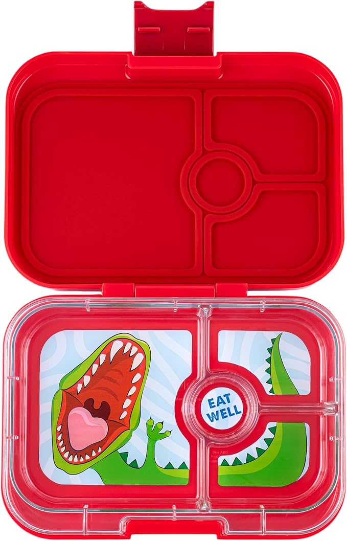 Yumbox Panino Leakproof Bento Lunch Box Container for Kids Adults (Wow Red Dino), Sandwich-friendly lunch box for kids, Easy Open Latch, Lightweight, Compact