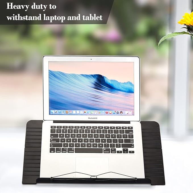 Book Stand, IMAGE Book Holder with a Retaining Clip, Adjustable, Collapsible and Portable, Great for Desktops, Laptops, iPads, Cookbooks, Music Scores and Documents