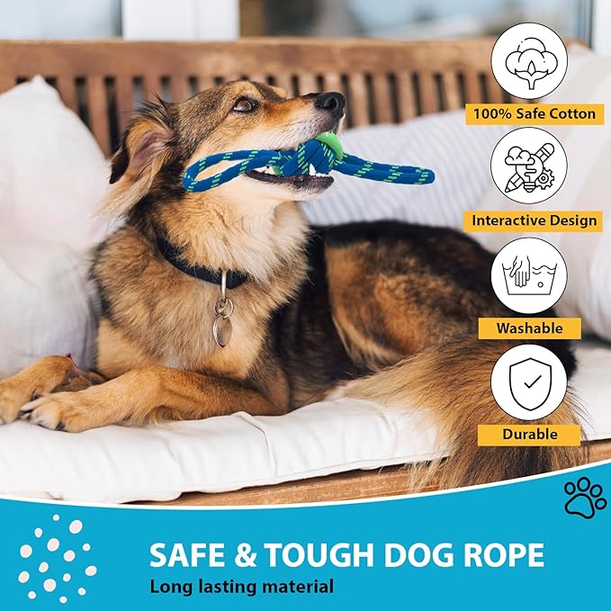 Nallie Dog Rope Toys, Dog Toys for Medium Large Breed, Interactive Dog Toys, Tug of War Dog Toy, Dog Rope Toy for Aggressive Chewers, Durable Dog Chew Toys