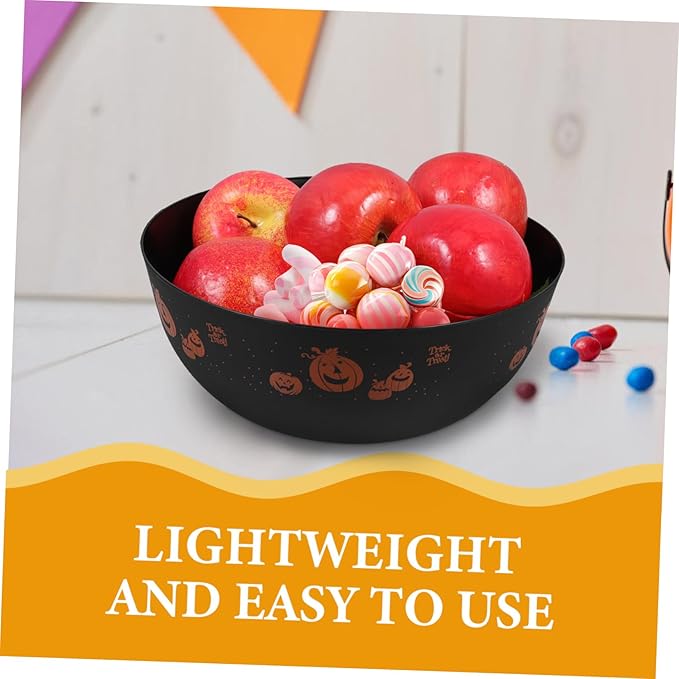 SHOWERORO Halloween Candy Bowl Party Supplies Bowl Plastic Candy Serving Bowl Black Color for Halloween