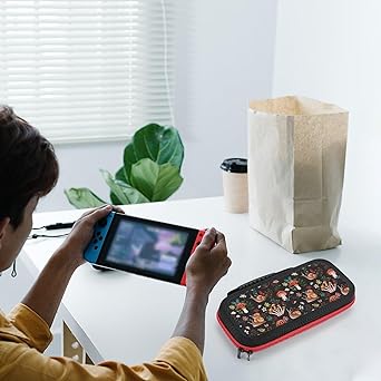 Buewutiry Mushroom Snail Compatible with Nintendo Switch Case - Carrying Case Compatible with Nintendo Switch LiteOled Travel Case Protector with Pockets for Accessories And Games Cases