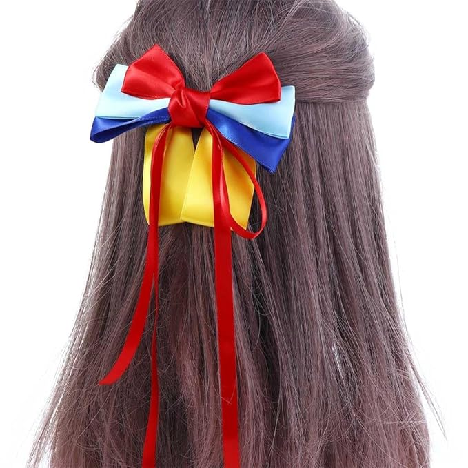 2PCS Hair Ribbon, Hair Clips Barrettes, Bow Hair Clips, Hair bows Clips Bowknot with Long Tail, Princess Hair Bows Claw Clip, Princess Satin Ribbon