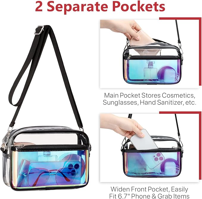 PACKISM Clear Purses for Women Stadium Clear Bag Stadium Approved Crossbody Concerts Bag for Game Day, Events, Sports