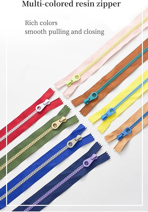 Zippers Colorful Resin Plastic Zippers 8pcs 5 Close-end Non Separating Zipper for Purses Bags Pockets Handbags DIY Sewing Craft Mixed 8 Colors Resin Zippers 25 10inch 10"