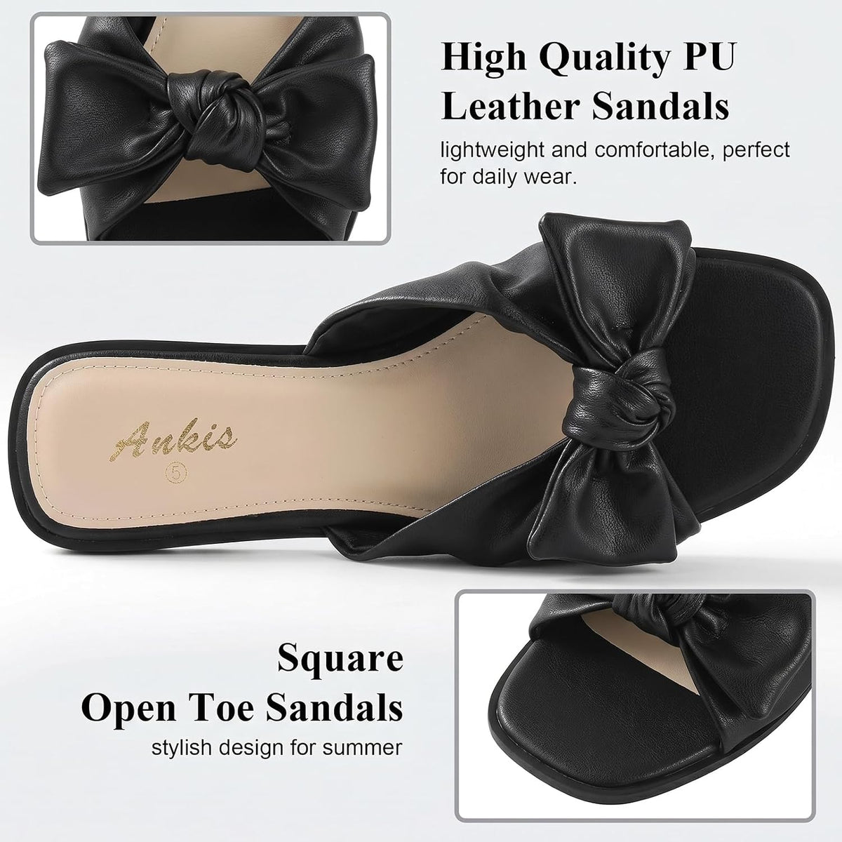 White Sandals Womens Bow Flat Sandals Dressy - Cute Summer Beach Sandals for Women 2026, Square Open Toe Comfortable Slip On Slide Sandals Bride Wedding Bridal Dress Shoes Slippers Balck Pink Gold Nude .
