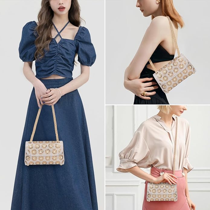 Gets Sparkly Rhinestones Clutch Purses for Women Purses and Handbags for Wedding Party Evening Crossbody Bag with Chain