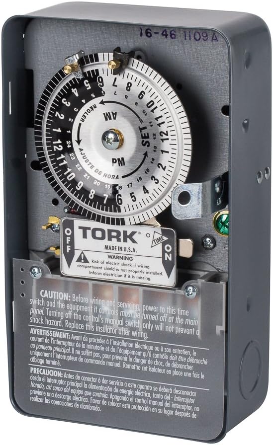 NSi Industries TORK 1109A Indoor 40-Amp Multi-Volt Mechanical Lighting and Appliance Timer - 24-Hour Programming - Multiple OnOff Settings - 120208-277-Volt - Grey 2.9 x 4.7 x 7.9 inches