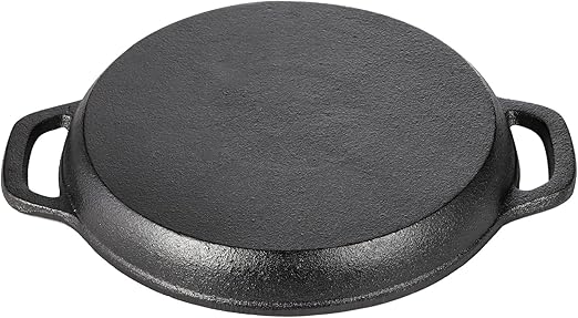 WUWEOT Cast Iron Wedge Pan, Non stick Round Corn Bread Skillet, Black 8-edges Biscuit Pan with Double Handles for Scones, Corn Stick Pan, Muffins, Cup Cakes and Brownies