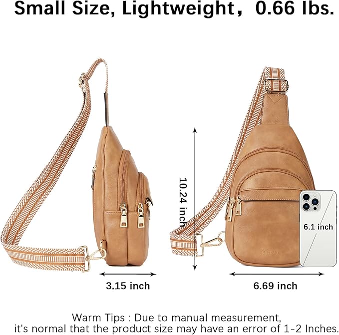 BOSTANTEN Small Sling Bag for Women Leather Crossbody Bags Fanny Pack Chest Bag for Travel