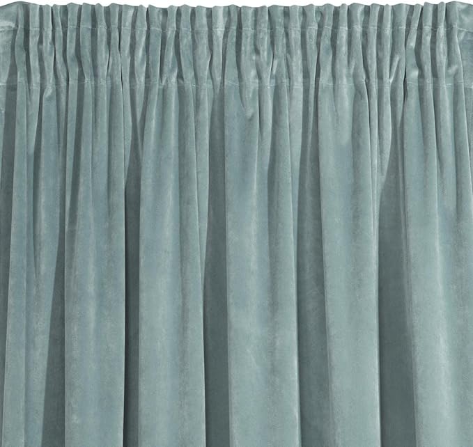 Villa Soft Plain Opaque Velvet Curtain with Eyelets - 1 Unit, Fluffy Panel Drape Classic Glamour Elegant Living Room, Bedroom, 290 g/m2, W55 x L98, Sea Green