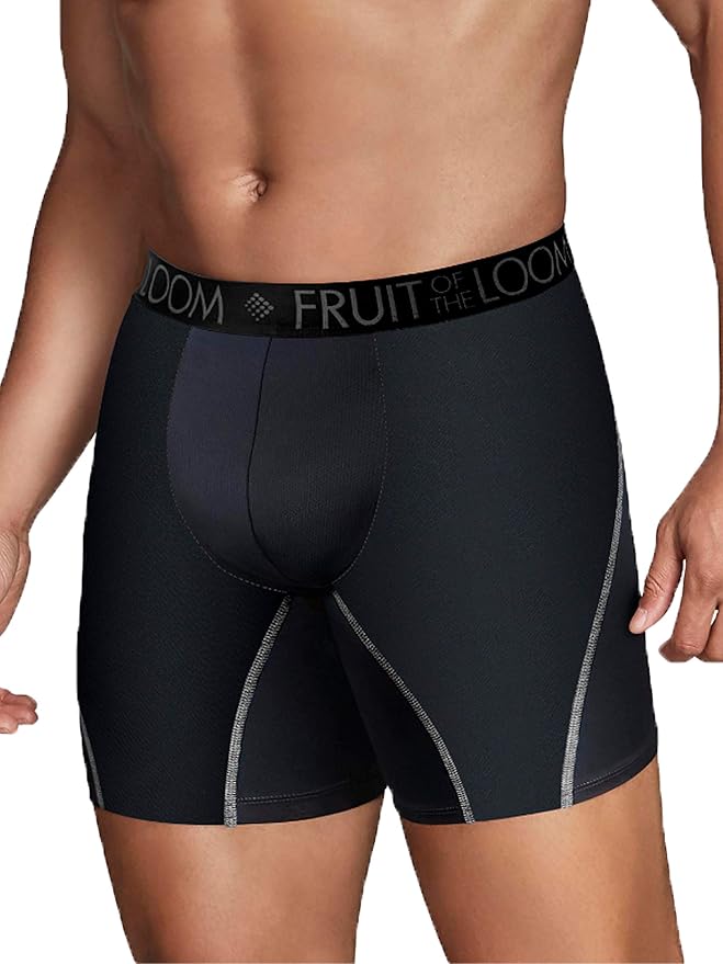 Fruit of the Loom Men's Breathable Boxer Briefs, Moisture Wicking Underwear, Assorted Color Multipacks