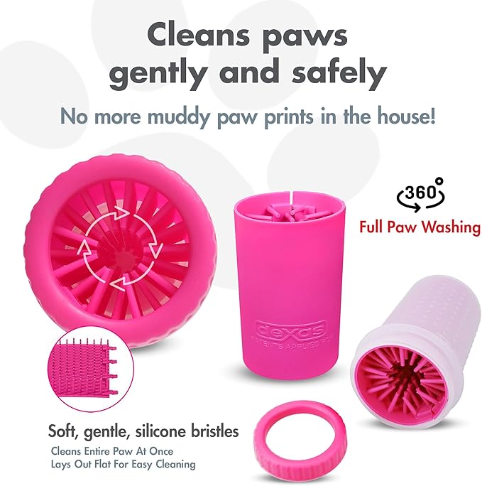Dexas Pink Medium Dog Paw Cleaner, MudBuster - Premium Quality Pet Supplies and Dog Accessories for Dogs, Easy to Use, Mess Free