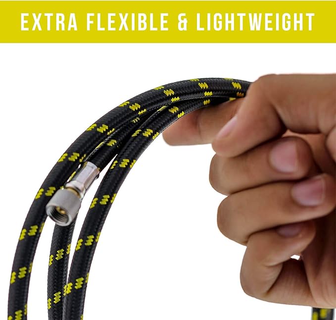 Master Airbrush Premium 6 Foot Nylon Braided Airbrush Hose - 18" BSP Air Brush Adapter Fitting Connectors on Both Ends (Hose Color May Vary)