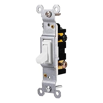 GE Grounding Toggle Switch, Single Pole, In Wall OnOff Fan Light Switch Replacement, 15 Amp, Great for Home, Office Kitchen, UL Listed, White, 54161