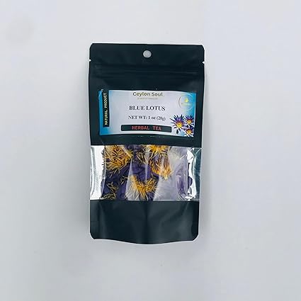 Ceylon Soul Blue Lotus Flowers, Dried Loose Leaf Whole Flowers for Herbal Tea 1oz