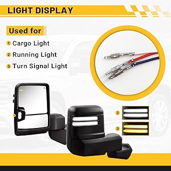 Tow Mirrors Wire Harness Compatible with 2019-2024 Chevy Silverado 1500 with Running Light, Turn Signal, Back Up Light