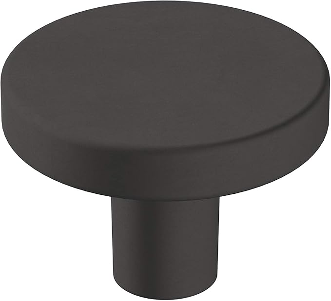 Amerock Cabinet Knob Matte Black 1-38 inch (35 mm) Diameter Versa 1 Pack Drawer Knob Cabinet Hardware